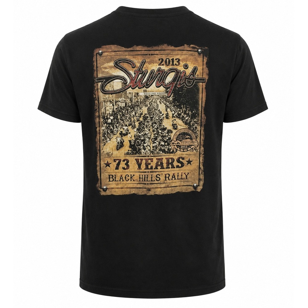 Hot Leathers Sturgis 2013 Black Hills Rally 73rd Anniversary Tee Mens XL Black